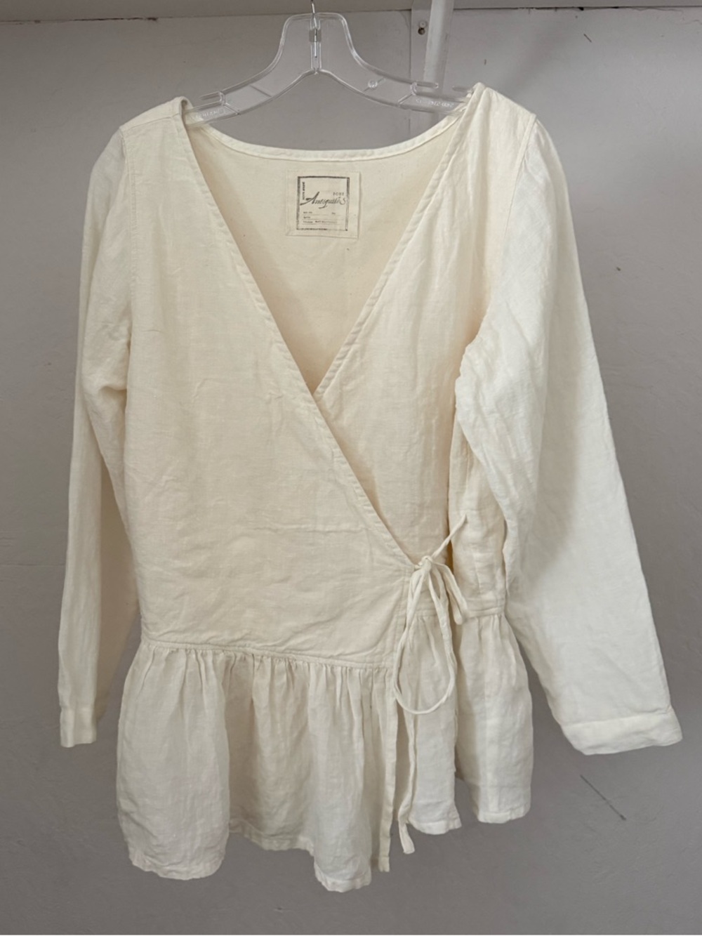 Ichi Antiquités Japanese-Made Cream Linen Wrap Top Fits Up to Medium Best